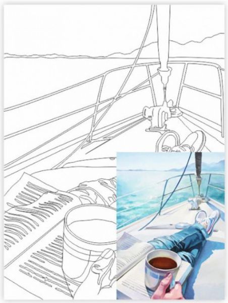 Полотно на картоні з контуром Морські пейзажі №5 Rosa Start 