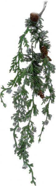 Декорация новогодняя Ветка-подвеска туи с кристаликами шишками 40 см EPI-LH9008H0 