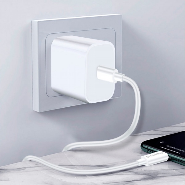 Кабель ColorWay Type-C - Type-C (TPE) (PD Fast Charging 100W) 5.0А 1 м білий (CW-CBPDCC058-WT) 