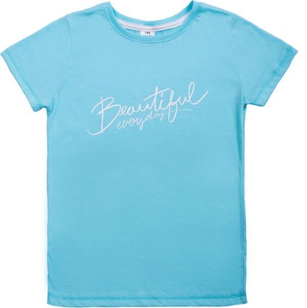 Футболка для девочек Luna Kids с принтом Beautiful р.152 аквамарин 