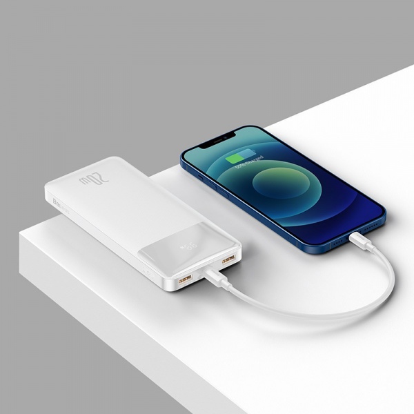 Универсальная мобильная батарея BASEUS Bipow PD 20W USB-C 2xUSB QC 3.0 10000 mAh white (PPDML-L02) 