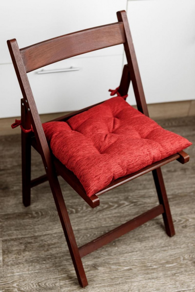 Подушка на стул Chenilla красная 40х40 см Прованс