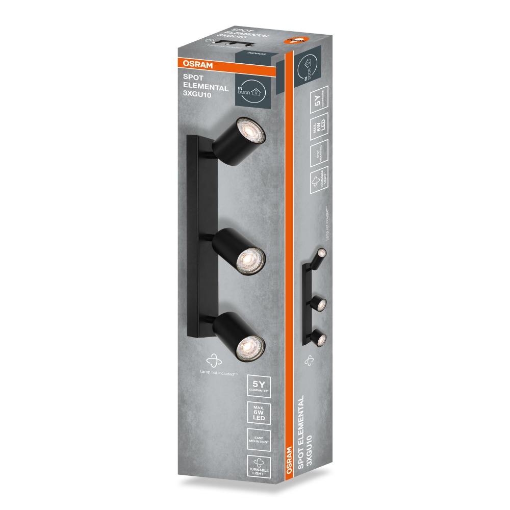 Спот Osram Elemental 3xGU10 черный