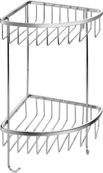 Полиця кутова EGO 2-х рівнева з гачками 194x194x400 мм 