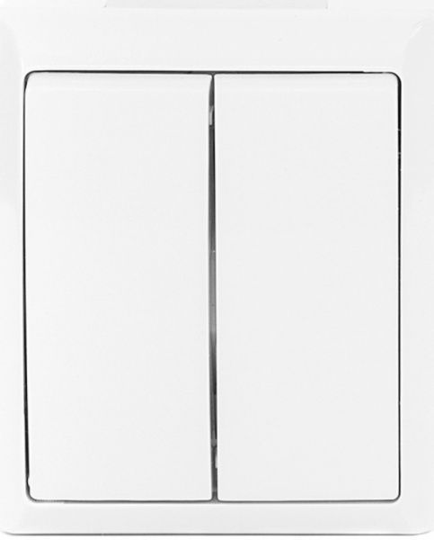 Вимикач вологозахищений двоклавішний Ospel Fala без підсвітки 10 А 220В IP44 білий