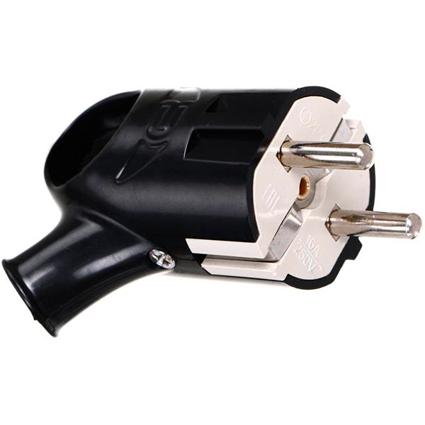 Вилка электрическая угловая UP! (Underprice) YK-208-BK с заземлением 220В 16А IP20 пластик черный