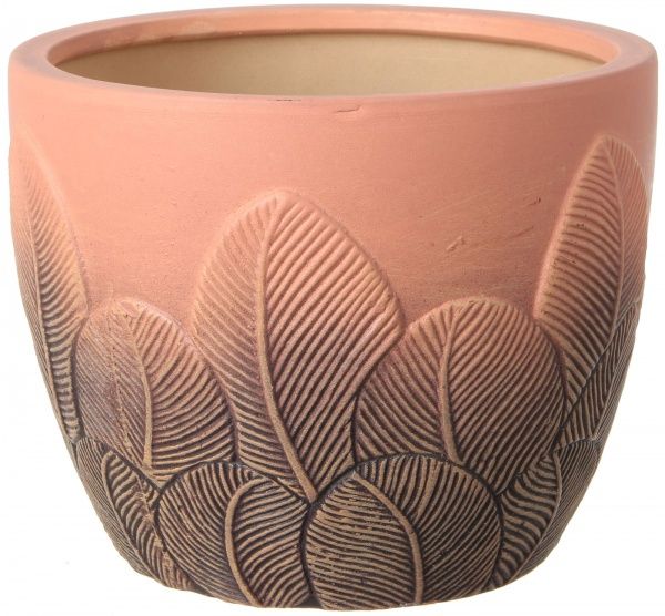 Горщик Viet Thanh Ceramic з блюдцем перо 29х23 см VT.11660-1 круглий коричневий 