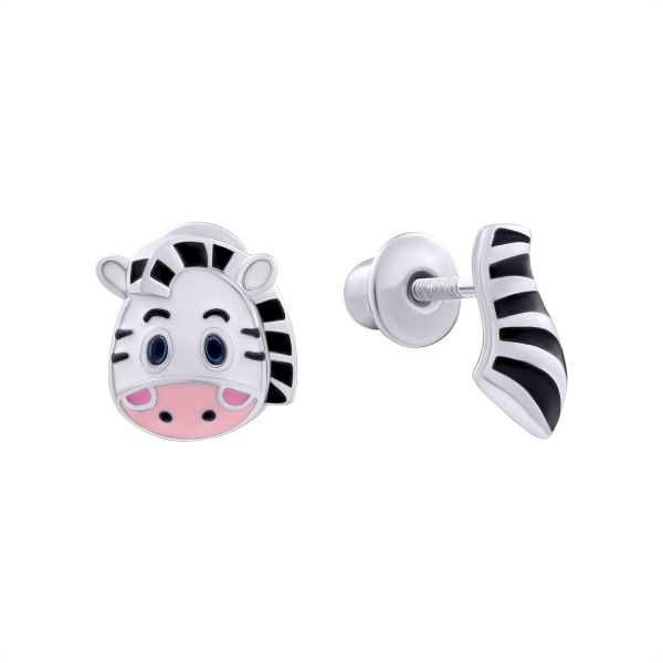 Серьги-пусеты UMa&UMi Зебрятко с флажком