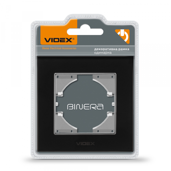 Рамка одномісна Videx Binera горизонтальна чорне скло VF-BNFRG1H-B