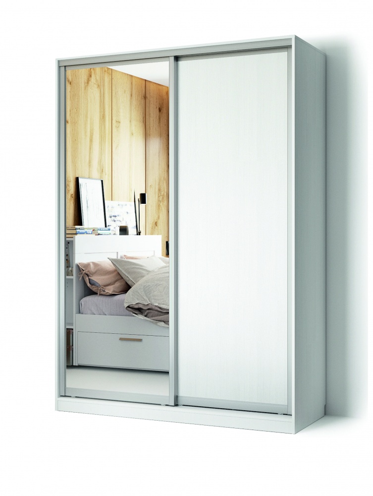 Шафа-купе COMFORT Берегиня ДСП 1600x600x2250 мм білий двері ДСП/дзеркало