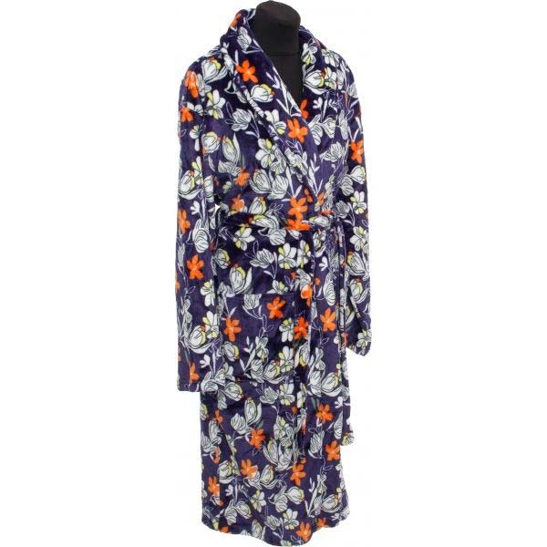 Халат домашний La Nuit Цветы р. M синий с принтом