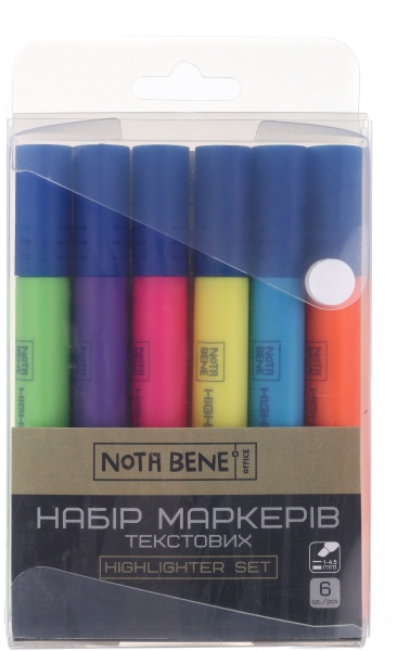 Набір маркерів текстових Nota Bene 1-4,5 мм в пеналі різнокольоровий 