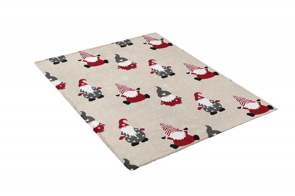 Плед флисовый Christmas Gnome 160x200 см бежевый с красным La Nuit