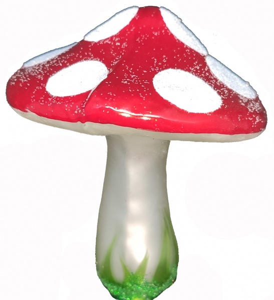 Іграшка на ялинку Мухомор 10,3 см срібло/червоний 2528-3