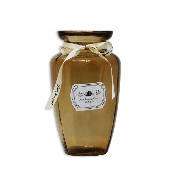 Ваза стеклянная Crystal Jane 20 см коричневая 