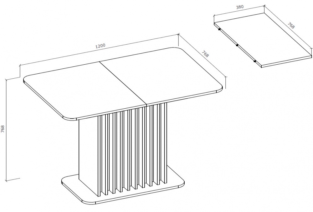 Стіл обідній Грейд Джерсі 1200(1580)x768x768мм дуб артізан/білий