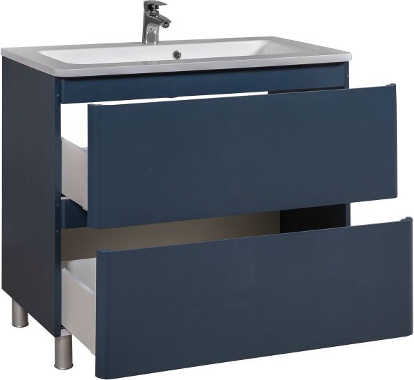 Тумба напольная Aqua Rodos Акцент синий мат с умывальником Альфа 100
