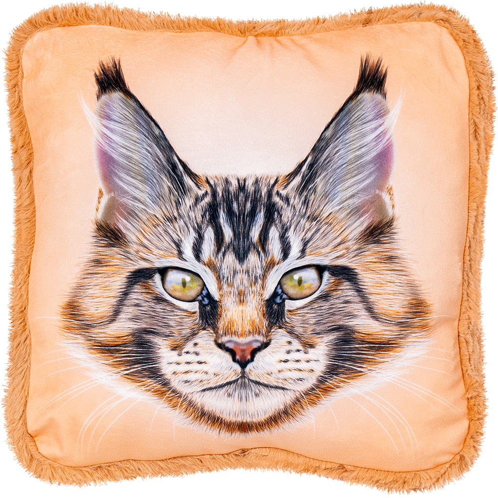 Подушка декоративна Кішка Мейн Кун 35x35 см бежевий Stip