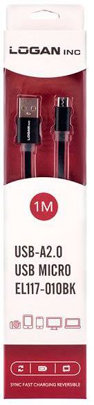 Кабель Logan USB – microUSB 1 м чорний (EL117-010BK) 