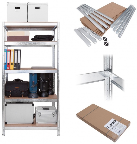 Стеллаж металлический Меткас Бюджет оцинкованный 1800x900x300 мм ДСП полка 5 шт. цинк 