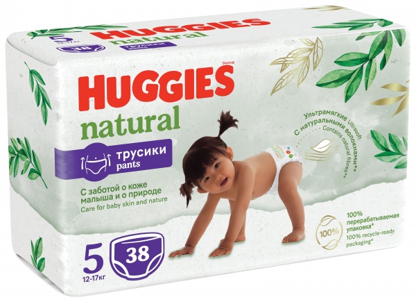 Подгузники-трусики Huggies Natural (5) 12-17 кг 38 шт.