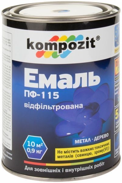 Емаль Kompozit алкідна ПФ-115 темно-блакитний глянець 0,9кг