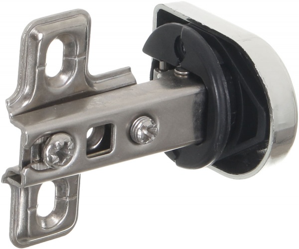 Петля для скла накладна KL6107 під отвір з накладкою хром