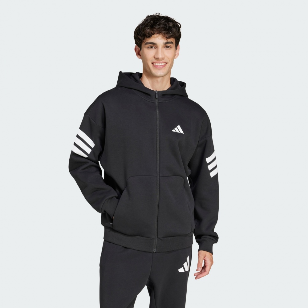 Джемпер Adidas M FI 3S FZ BLACK JD4827 р.M черный