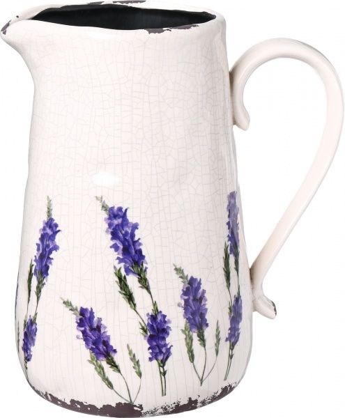 Кашпо керамічне Лаванда круглий 4,4л білий/з малюнком (HO77-183-1) 