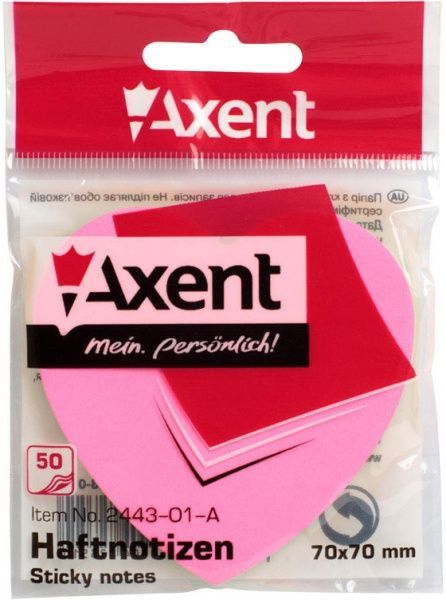 Бумага для заметок 70x70 мм 50 листов в форме сердца 2443-01-A Axent