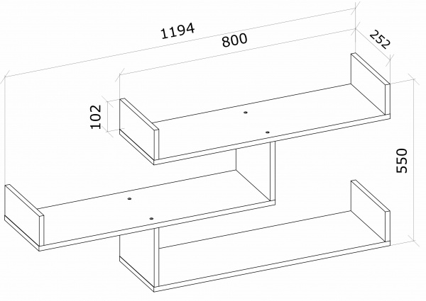 Полка Грейд Остин 1194x550x252 мм дуб сонома 