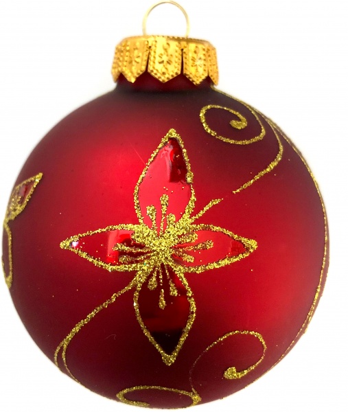 Шар новогодний Юріта Орнамент золотой d 80 мм красный A80106M