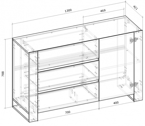 Комод Грейд Combo №1 1300х788х421 мм дуб евок прибережний /графіт сірий/дуб евок прибережний 