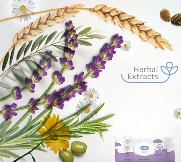 Детские влажные салфетки Bebble Лаванда 64 шт.