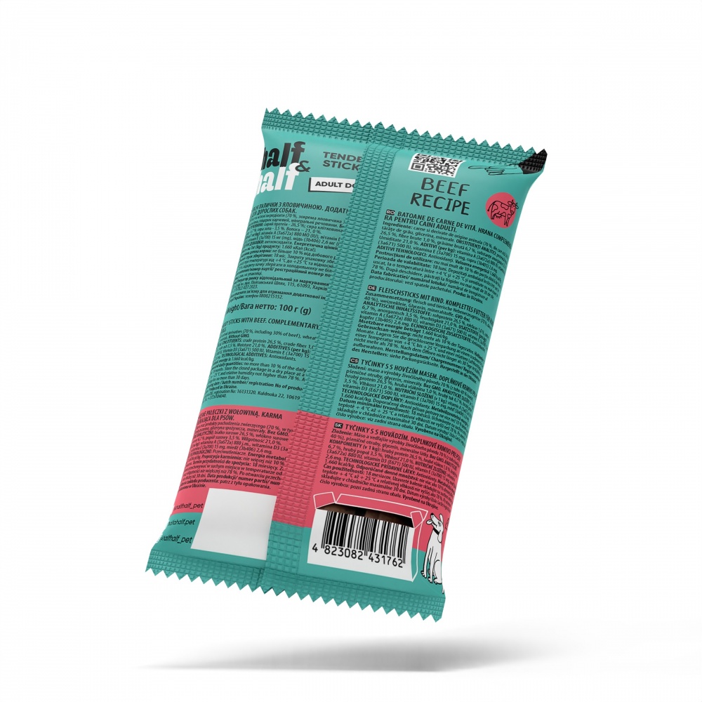 Лакомство для собак Half&Half мясные палочки говядина 100 г