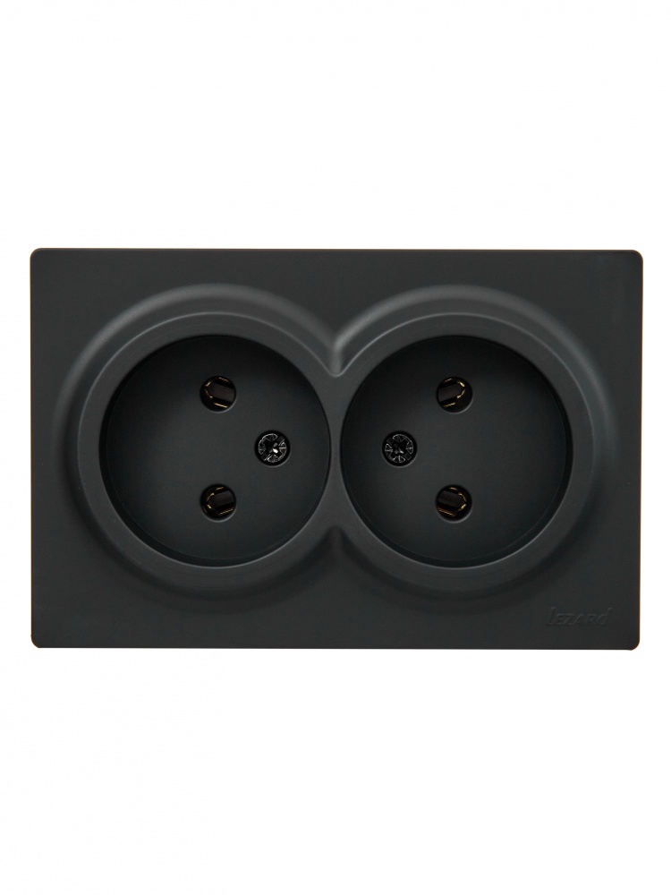 Розетка подвійна побутова без заземлення Lezard LETO IP20 антрацит 752-4200-128B