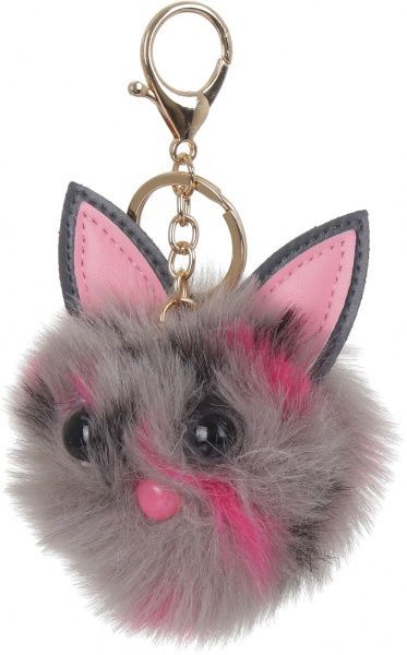 Брелок для рюкзака с ушками серо-розовый