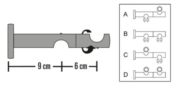 Тримач для карниза Gardinia Kira дворядний набірний d19 мм капучино 1 шт. 