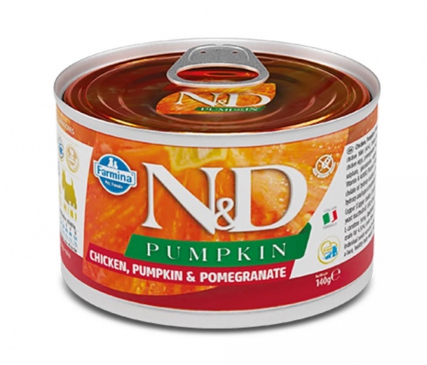 Консерва для малых пород Farmina Grain Free PUMPKIN CHICKEN ADULT MINI с гарбузом/гранатом с курицей 140 г