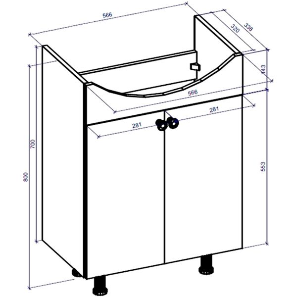 Тумба підлогова Грейд Вудмікс 60 під умивальник Cersania 60