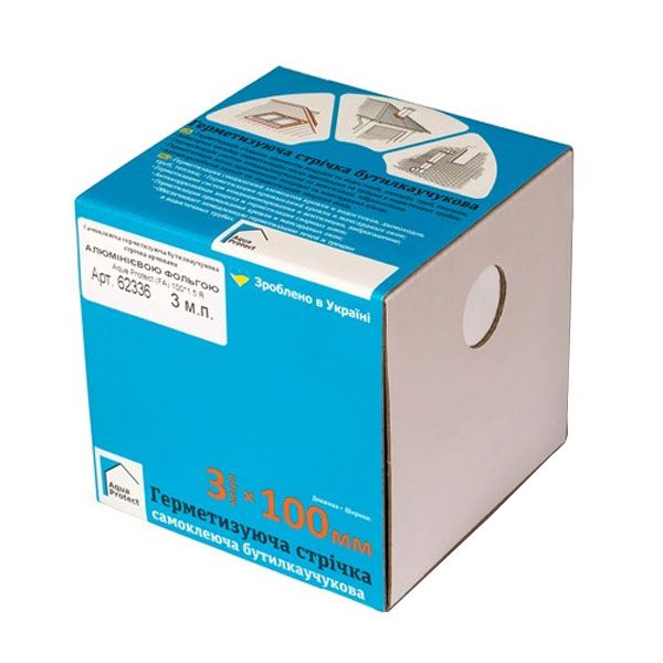 Стрічка герметизуюча Aqua Protect бутилкаучукова LT/FA 100 мм x 3 м сіра