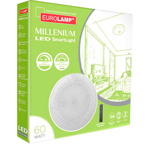 Світильник світлодіодний Eurolamp Smart Light Millenium з пультом ДК 60 Вт білий 3000-6500 К 
