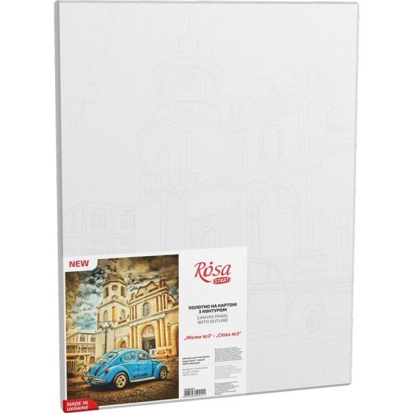 Полотно на картоні з контуром Міста №3 30х40 см Rosa Start 
