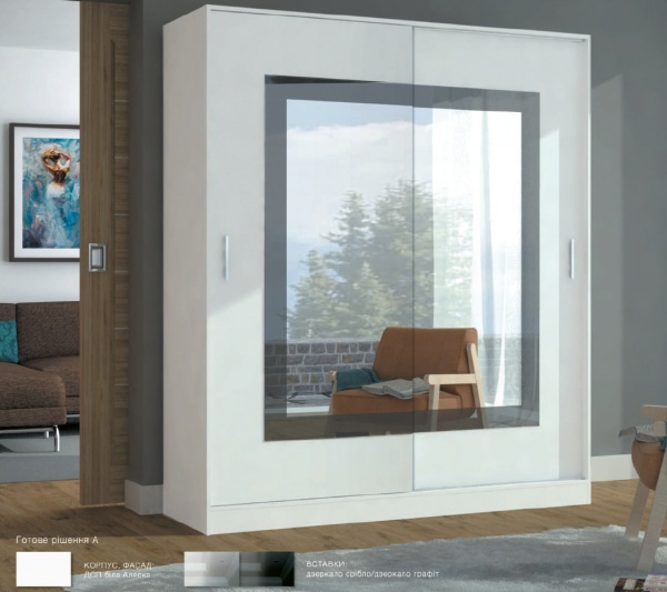 Шафа-купе Bertha D2 MatroLuxe ДСП 1900x600x2200 мм аляска двері ДСП/скло