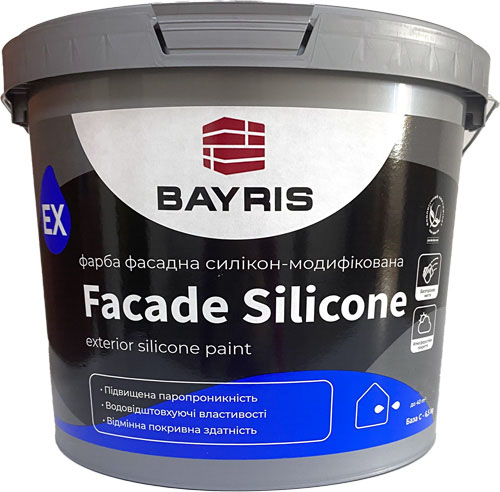Фарба фасадна силікономодифікована Bayris FACADE SILICONE мат білий 1,4кг 