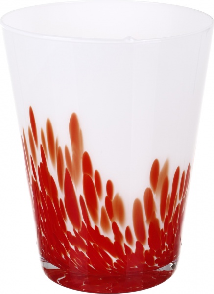 Ваза Wrzesniak Glassworks Confetti 24 см белый с красным 