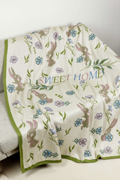 Плед Sweet home 90x130 см бежевый с рисунком