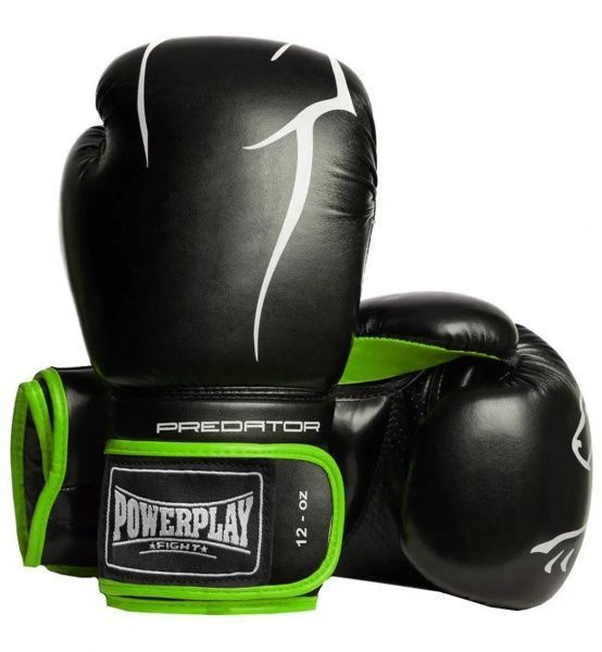 Боксерские перчатки PowerPlay р. 12 12oz 3018 черно-зеленый
