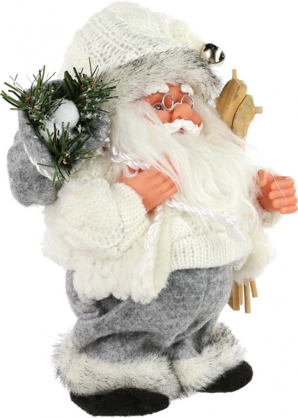 Декоративная фигура Дед Мороз с лыжами и подарками 18 см 