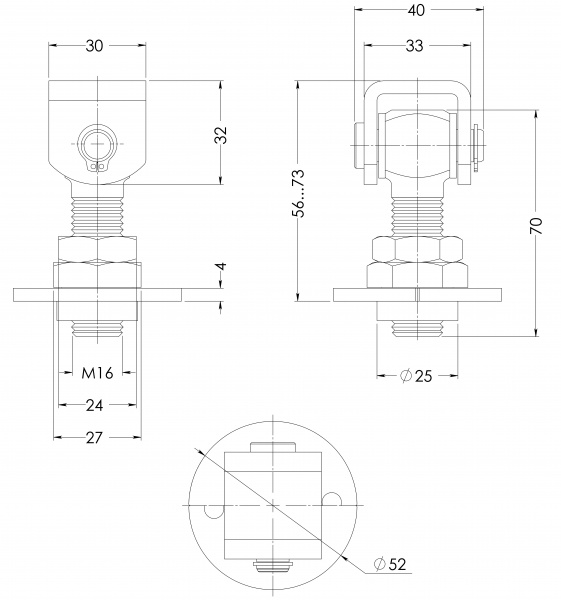 Петля STOREHOUSE SHFE-01.03-01 М16 d16 56мм цинк универсальная 1 шт.